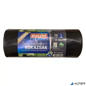   Nagykukazsák, extra erős, 280 l, 5 db, 120x140 cm, 45 µ, MAZZINI 'Premium', fekete
