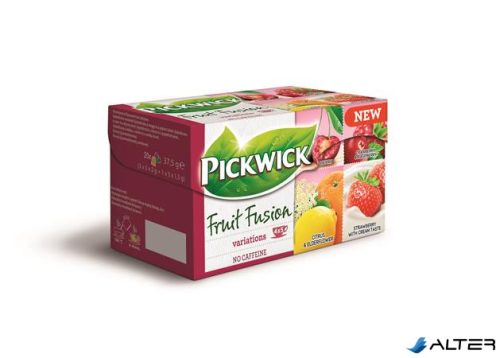 Gyümölcstea, 20x2 g, PICKWICK "Fruit Fusion Variációk Piros", eper-tejszín, citrus-bodza, mágikus meggy, áfonya-málna