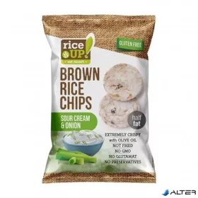 Barnarizs chips, 60 g, RICE UP, hagymás-tejfölös