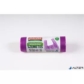   Szemeteszsák, újrahasznosított, köthető füles, 60 l, 15 db, 59x72 cm, 13 µ, MAZZINI, lila