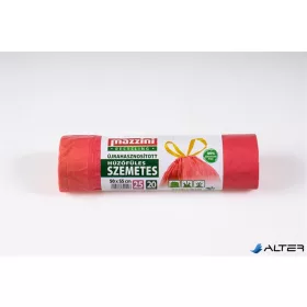   Szemeteszsák, húzófüles, 25 l, 20 db, 50x55 cm, 16 µ, MAZZINI, piros
