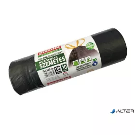   Szemeteszsák, húzófüles, 130 l, 10 db, 75x100 cm, 32 µ, MAZZINI, fekete