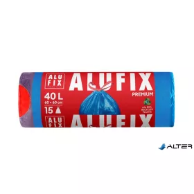   Szemeteszsák, zárószalagos, 40 l, 15 db, 60x60 cm, 20 µ, ALUFIX, kék