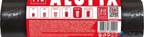 Szemeteszsák 180 l, 10 db, 80x120 cm, 45 µ, ALUFIX, fekete