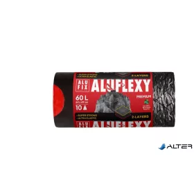   Szemeteszsák, zárószalagos, 60 l, 10 db, 64x69 cm, 33 µ, ALUFIX "Aluflexy", fekete