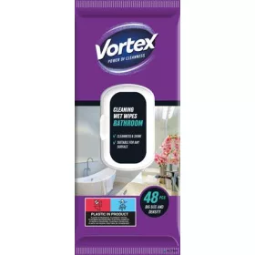 Nedves törlőkendő, fürdőszobai, 48 db, VORTEX