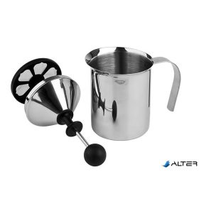   Kézi tejhabosító, rozsdamentes acél, ezüst színű, 40cl