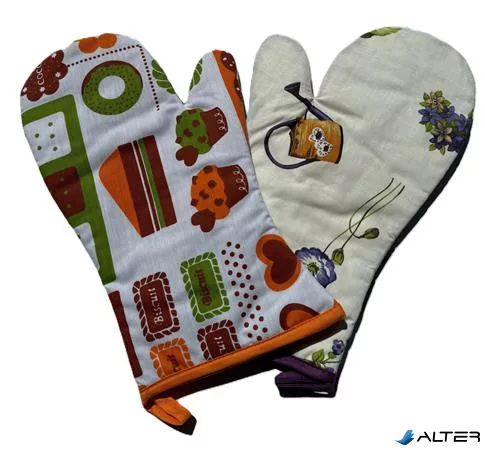 Konyhai kesztyű, hőálló, mintás, 29cm