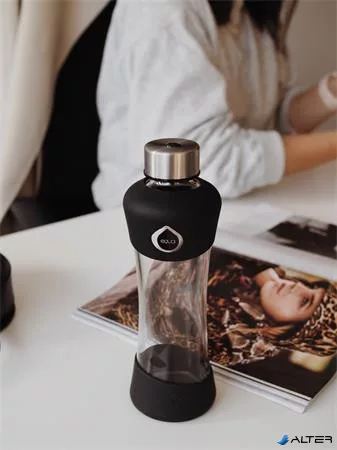 Kulacs, 550 ml, üveg, EQUA 'Active', fekete