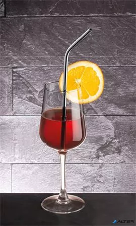 Szívószál, egyenes, fém, 6 db-os, 24 cm