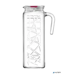Üvegkancsó tetővel, szögletes, 1l