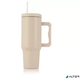 Termoszbögre, 1,2 l,  szívószállal, füllel, bézs