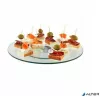 Sütemény-, torta-, szendvics kínáló tál, forgatható, üveg, 34 cm