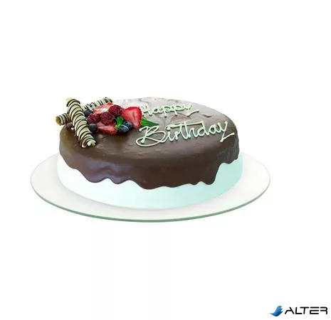 Sütemény-, torta-, szendvics kínáló tál, forgatható, üveg, 34 cm