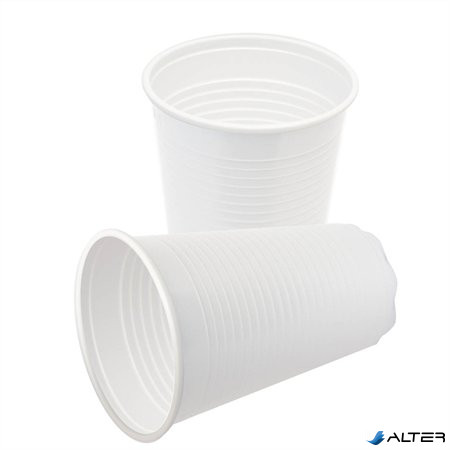 Műanyag pohár, 2 dl, 100 db, fehér