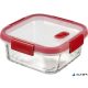 Ételtartó, szögletes, üveg, 0,7 l, CURVER "Smart Cook", piros