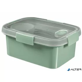   Ételtartó, szósztartóval, evőeszközzel, szögletes, műanyag, 1,2 l, CURVER "Smart Eco", világoszöld