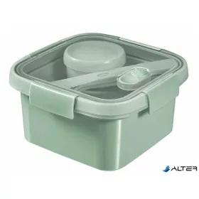   Ételtartó, szósztartóval, evőeszközzel, szögletes, műanyag, 1,1 l, CURVER "Smart Eco", világoszöld