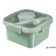 Ételtartó, szósztartóval, evőeszközzel, szögletes, műanyag, 1,1 l, CURVER "Smart Eco", világoszöld
