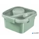 Ételtartó, szósztartóval, evőeszközzel, szögletes, műanyag, 1,1 l, CURVER "Smart Eco", világoszöld