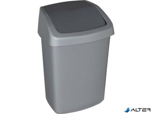 Billenős szemetes, 25 l, CURVER "Swing top", ezüst/grafit