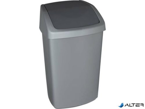Billenős szemetes, 50 l, CURVER "Swing top", ezüst/grafit