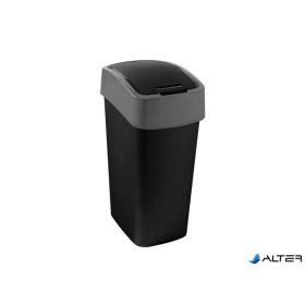   Billenős szemetes, 45 liter, CURVER "Pacific flip bin", fekete/ezüst