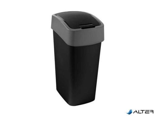 Billenős szemetes, 45 liter, CURVER "Pacific flip bin", fekete/ezüst