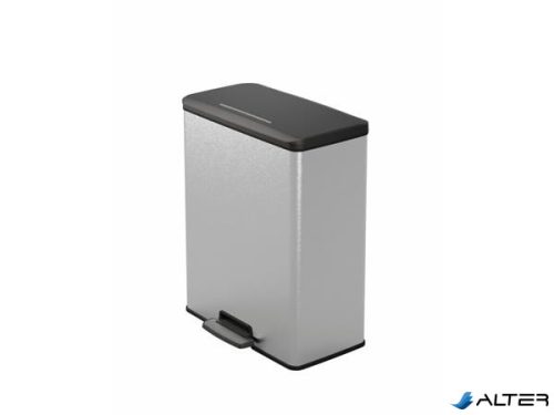 Pedálos szemetes, újrahasznosított műanyag, 65 l, CURVER "Deco bin", fekete/ezüst