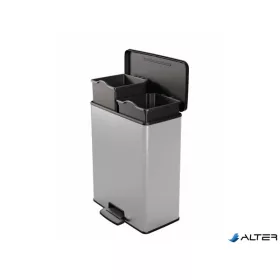   Pedálos szemetes, újrahasznosított műanyag, kivehető vödörrel, 2x26 l, CURVER "Deco bin duo", fekete/ezüst