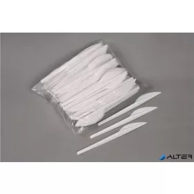   Kés, műanyag, többször használatos, 17 cm, 40 db "Prima", fehér