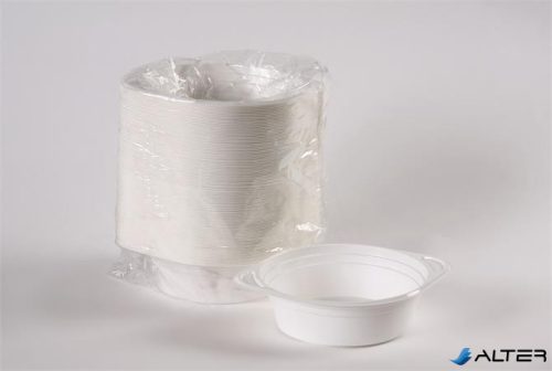Műanyag gulyás tányér, tetőzhető, 500 ml, 50 db, fehér