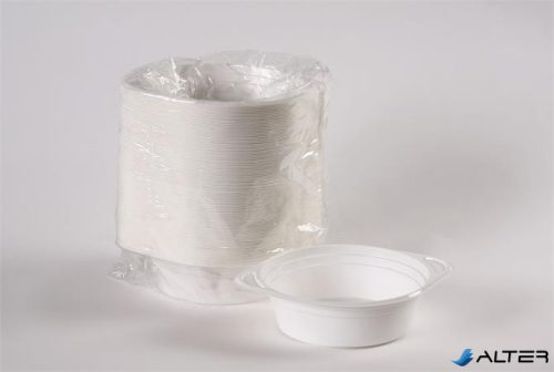 Műanyag gulyás tányér, tetőzhető, 750 ml, 50 db, fehér