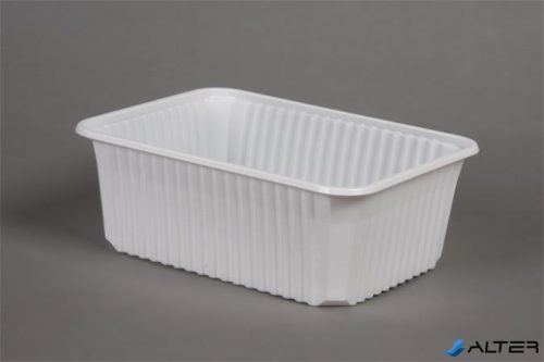 Ételtároló doboz, műanyag, szögletes, mikrózható, 1000 ml, 50 db, "Varia", fehér