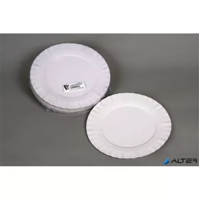 Papírtányér, kerek, desszertes, 19 cm, 50 db, fehér