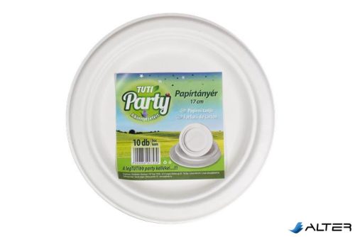 Papírtányér, kerek, desszertes, 17 cm, 10 db, TUTI "Party"