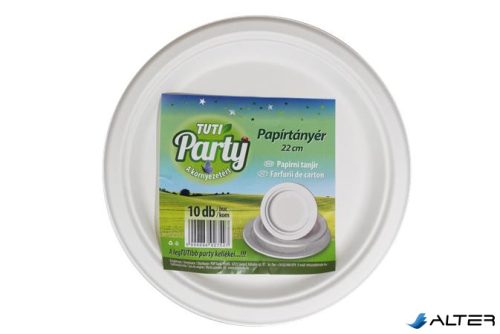Papírtányér, kerek, 22 cm, 10 db, TUTI "Party"