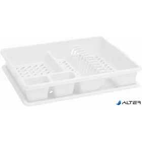 Edényszárító, tálcával, 45x38x8,8 cm, CURVER, fehér