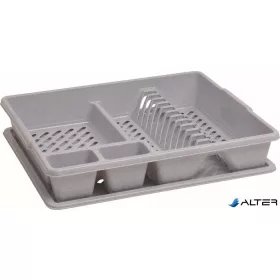 Edényszárító, tálcával, 45x38x8,8 cm, CURVER, szürke