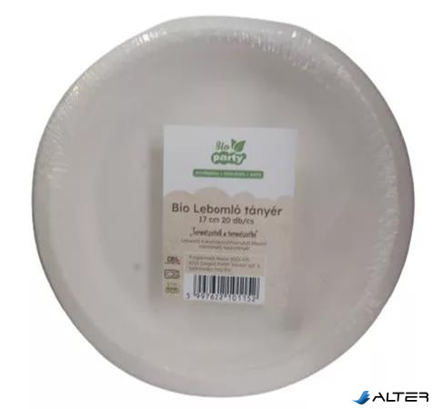 Tányér, PLA, lebomló, 17 cm, 50 db, "Party"