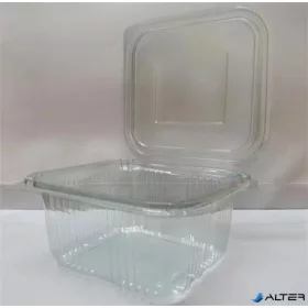   Ételtároló doboz, egybefedeles, műanyag, szögletes, 500 ml, 100 db, "Party", víztiszta