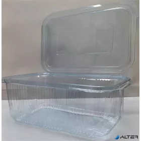   Ételtároló doboz, egybefedeles, szögletes, 1000 ml, 100 db, "Party", víztiszta