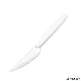   Kés, műanyag, többször használatos, 18 cm, 50 db, fehér
