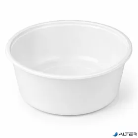   Műanyag leveses tányér, tetőzhető, 500 ml, 50 db, fehér