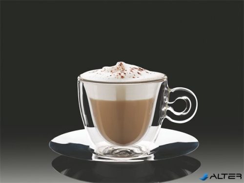 Cappuccinos csésze rozsdamentes aljjal, duplafalú, 2db-os szett, 16,5cl "Thermo"