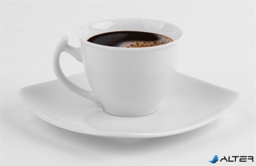 Kávéscsésze+alj,ROTBERG, fehér, 25cl, 6db-os szett, "Quadrate"