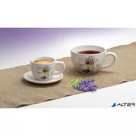 Kávéscsésze+alj, levendula mintás, 25cl