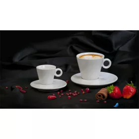   Mokkáscsésze+alj, fehér, 7cl, 6db-os szett, 'CoffeeTime'