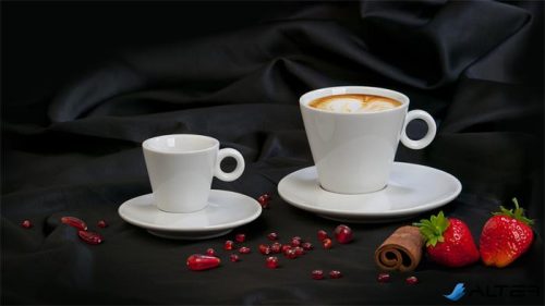 Mokkáscsésze+alj, fehér, 7cl, 6db-os szett, "CoffeeTime"