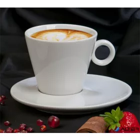   Kávéscsésze+alj, fehér, 22cl, 2db-os szett, "CoffeeTime"